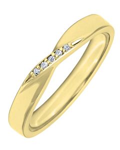 Wedding Ring with Diamonds - 3.5mm shaped precious metal ring, 0.025ct 5 diamond stones