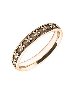 3mm Court wedding Band W7000 - Wedding Rings with Diamonds flower pattern laser engraved