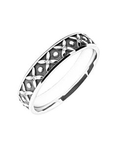 4mm Court wedding Band W7003 - Wedding Rings with Diamonds flower pattern laser engraved