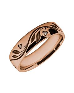 5mm Court wedding Band W7006 - Wedding Rings with Diamonds flower pattern laser engraved
