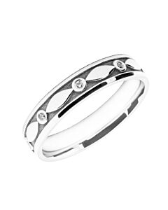 4mm Court wedding Band W7008 - Wedding Rings with Diamonds women pattern laser engraved