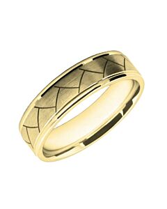 6mm Wedding Ring W7504 | Gents Pattern - Laser Engraving Wedding Ring