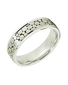 6mm Flat wedding band W7505 - Wedding rings Men style Circle pattern laser engraved