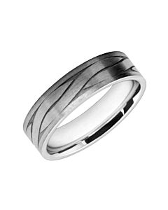 6mm Flat wedding band W7518 - Wedding rings Men style pattern laser engraved